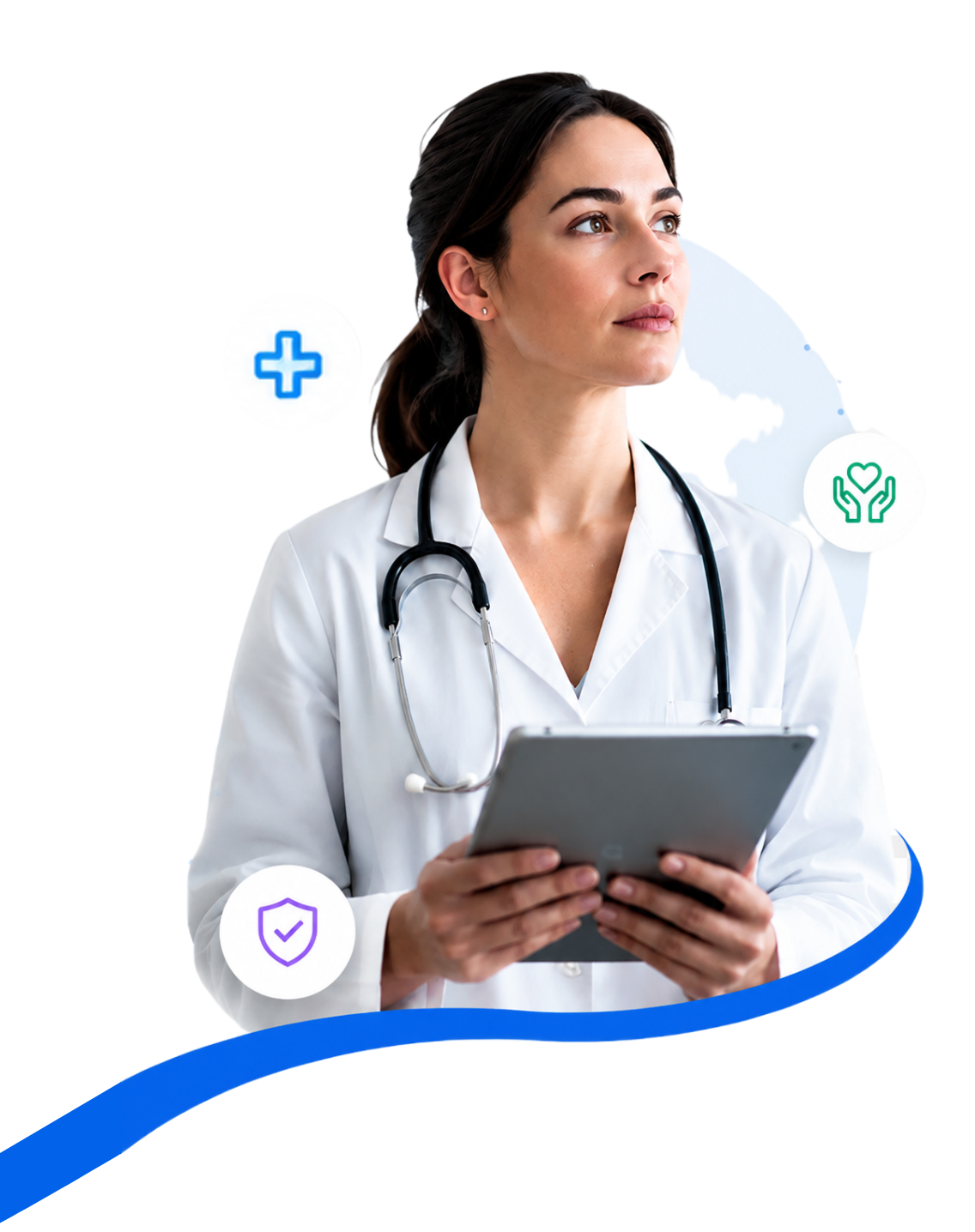 A doctor reviewing a patient's records on a tablet